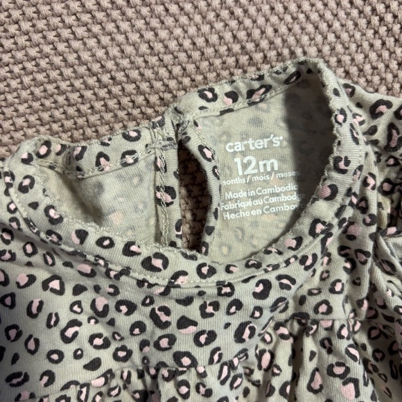 Carter's Gray and Pink Leopard Print One Piece Set - Picture 3 of 5